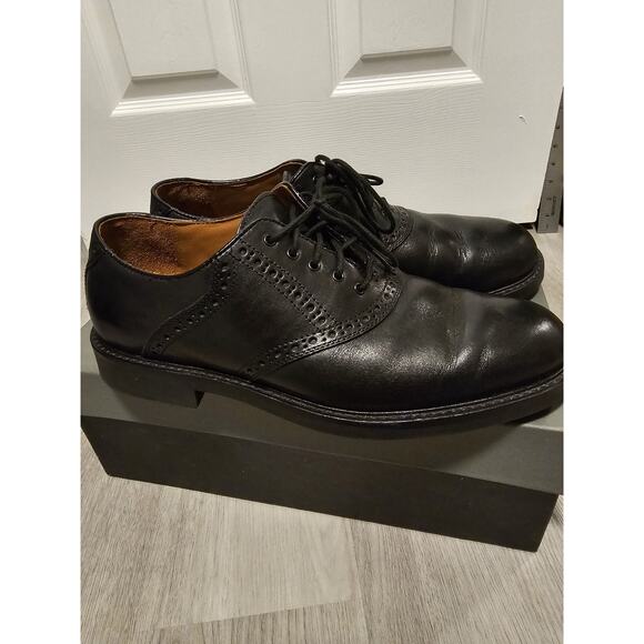JOHNSTON & MURPHY DURST 20-1259 BLACK LEATHER SADDLE PLAIN TOE SHOES (10M) main image 6